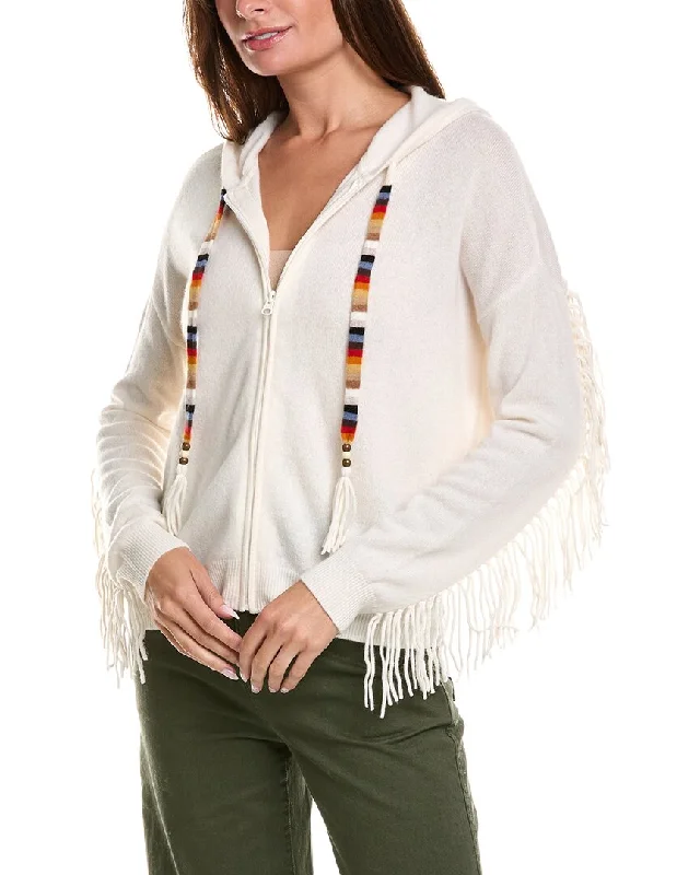 Minnie Rose Zip Fringed Cashmere Hoodie