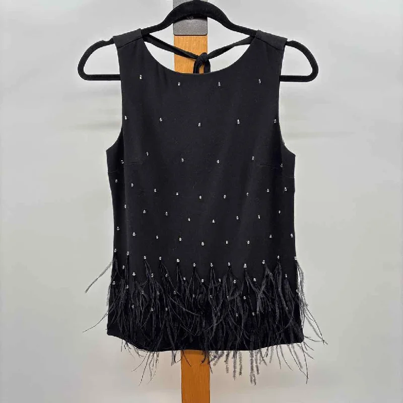 Ann Taylor Women's Size XS Black Feathers Sleeveless Shirt