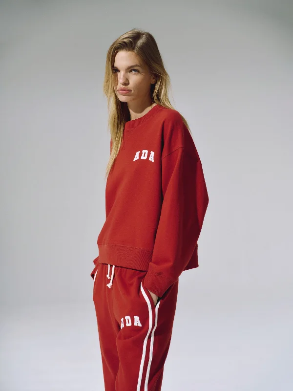 ADA Stitch Loose Fit Sweatshirt - Vintage Red/Marshmallow White