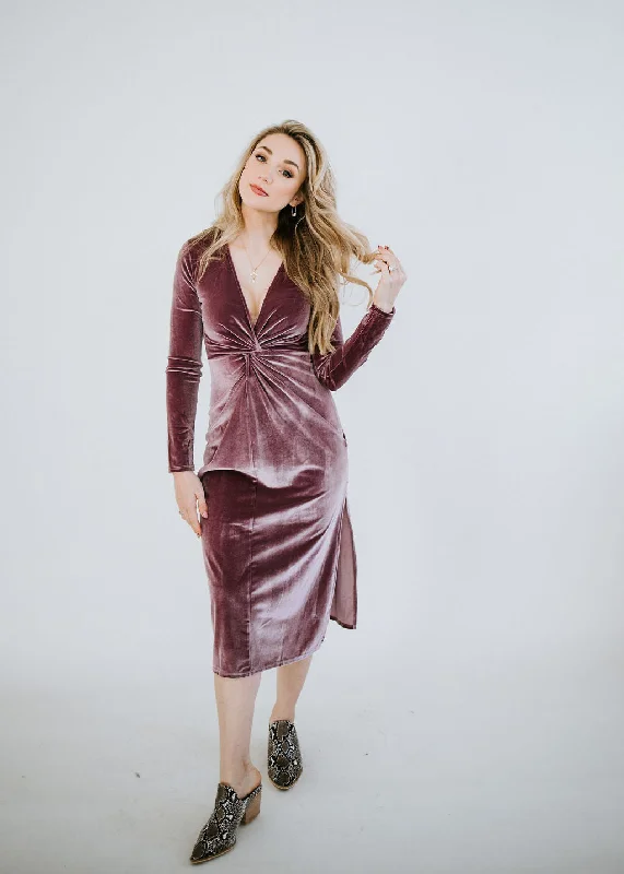 Center Stage Velvet Midi Dress FINAL SALE