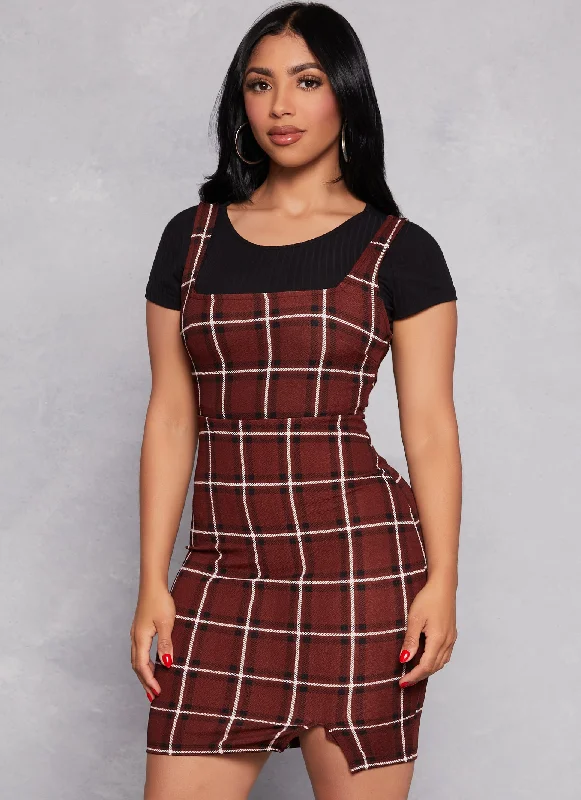 Almost Famous Plaid Tank Dress with Tee