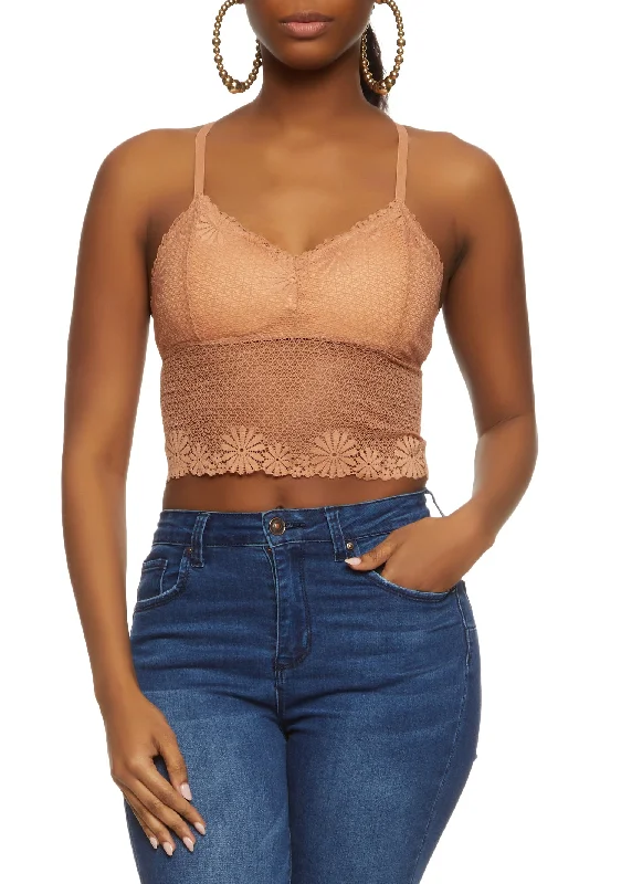 Floral Lace Trim Racerback Cami