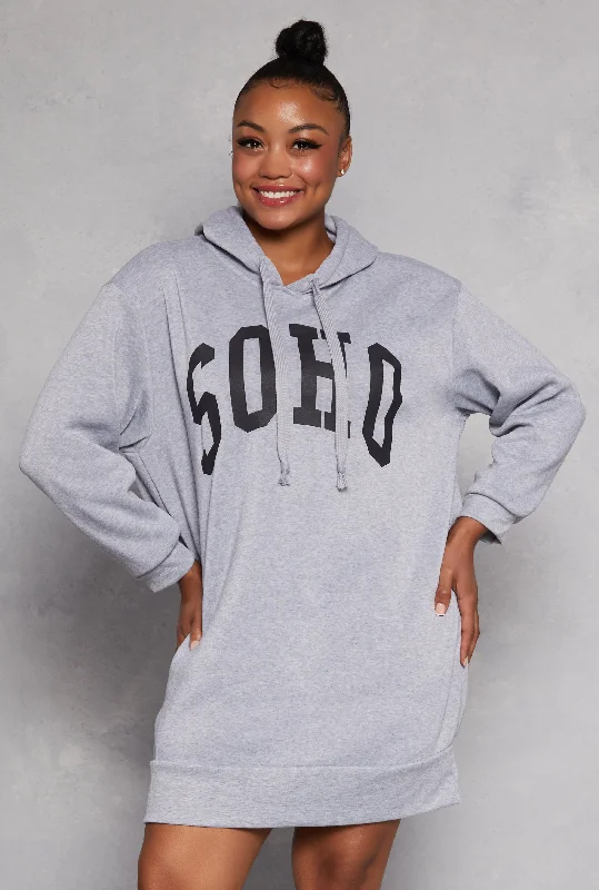 Plus Size Soho Hooded Sweatshirt Dress