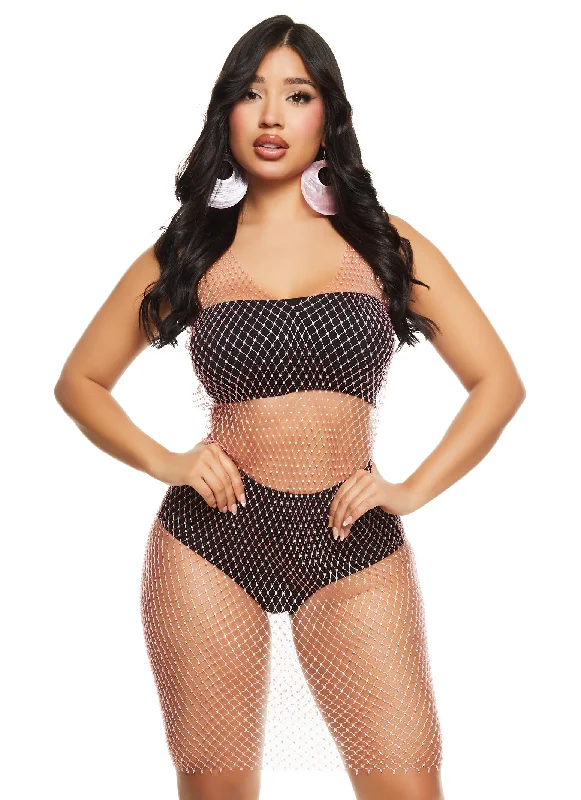 Rhinestone Fishnet Tank Dress