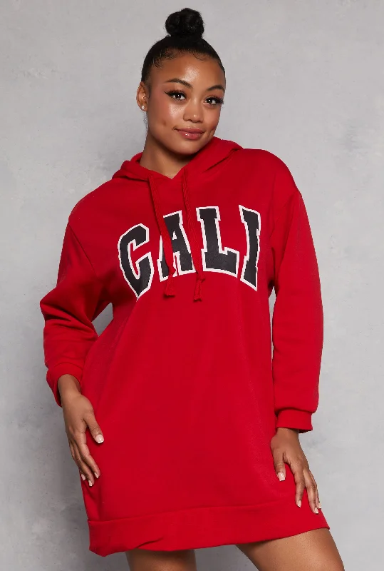 Plus Size Cali Hooded Sweatshirt Dress