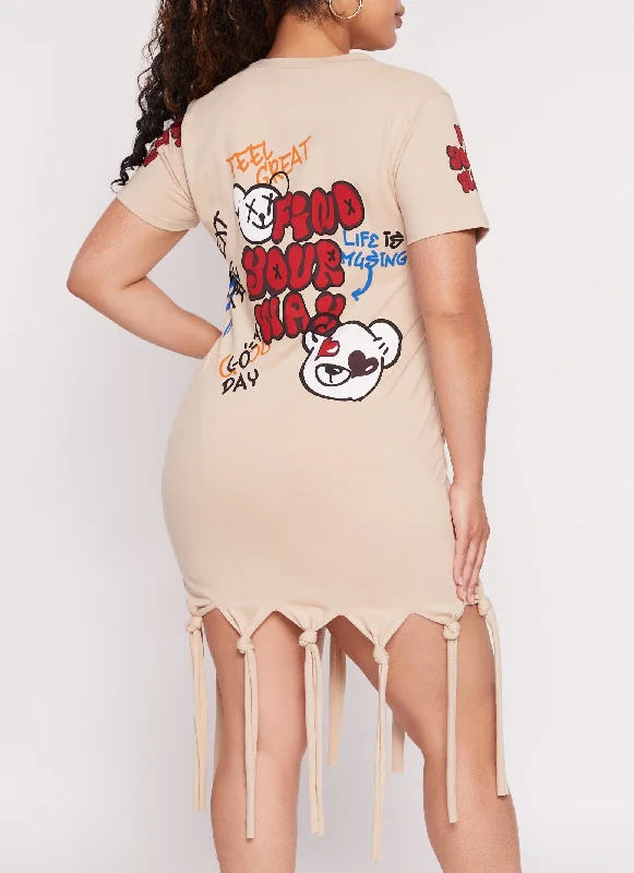 Plus Size Nope Not Today Knot Hem T Shirt Dress