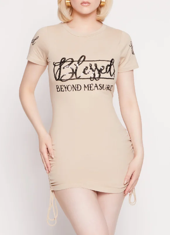 Sequin Blessed Beyond Measure Graphic T Shirt Dress