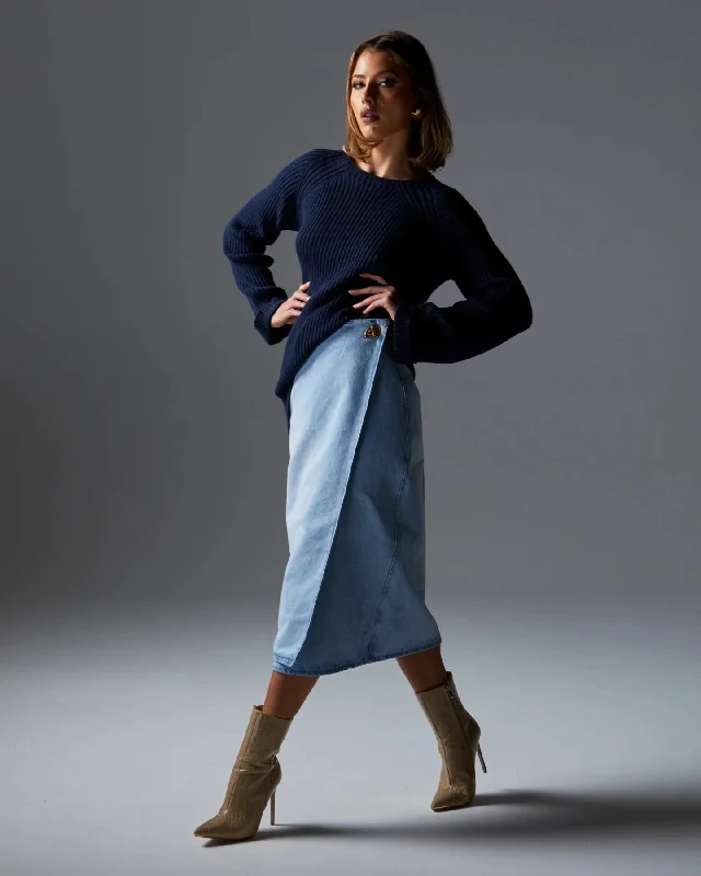 Fate + Becker Flight Denim Wrap Skirt