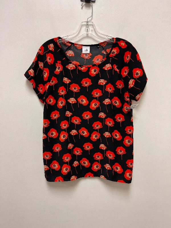 Top Short Sleeve By Cabi In Black & Red, Size: S