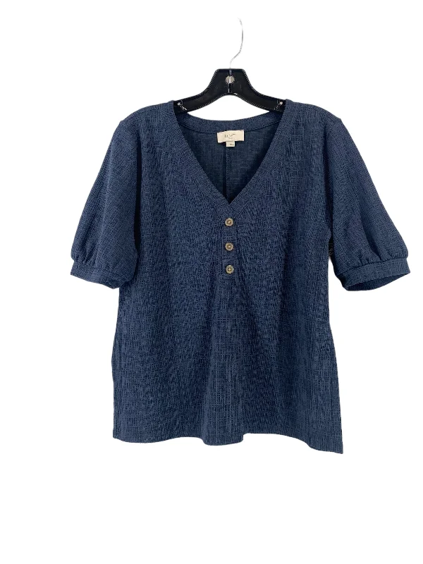 Top Short Sleeve By Loft In Navy, Size: M