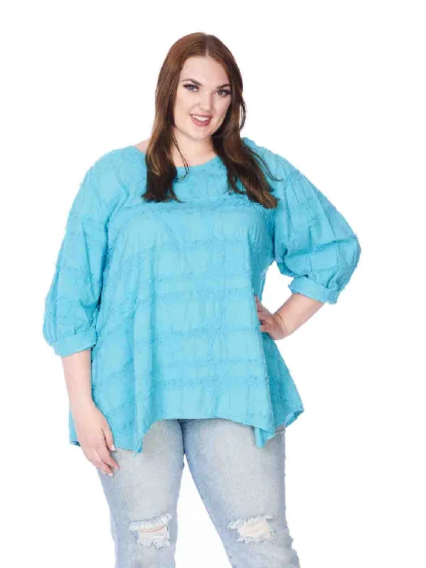 Tianello Plus Sized "Holly" Embroidered Cotton "Leni"  Tunic Blouse