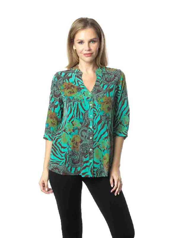 Tianello TENCEL™ print "ZAGRA"  Garment Dyed "Hali" Blouse