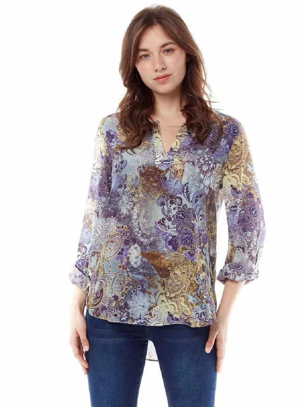 Tianello "Lenciaga" Print Washable Silk "Avlyne" Blouse