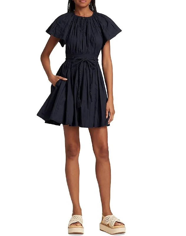 Jessa Belted Mini Dress In Midnight Blue