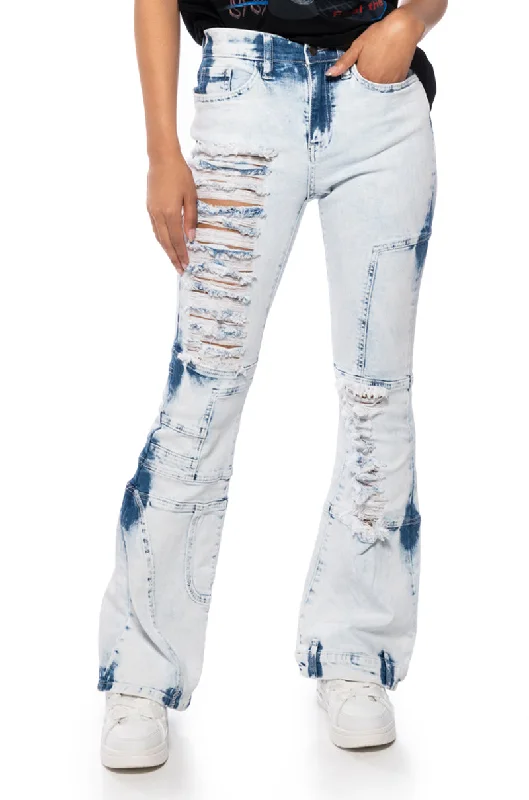 MEL ACID WASH FLARE DENIM JEANS