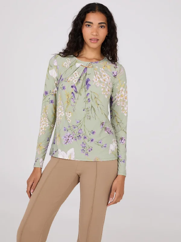 Printed Long Sleeve Top With Metal Detail