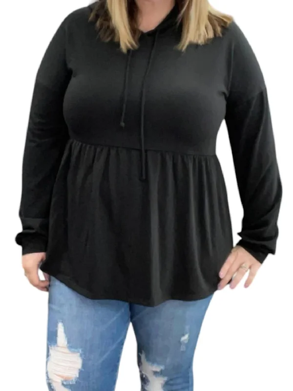 Babydoll Hoodie Sweater In Black