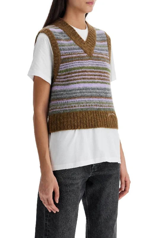 Ganni 'soft Striped Knit Vest With A Comfortable