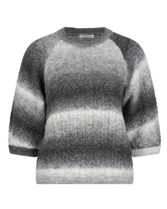 Gradient Cable Knit Sweater In Grey