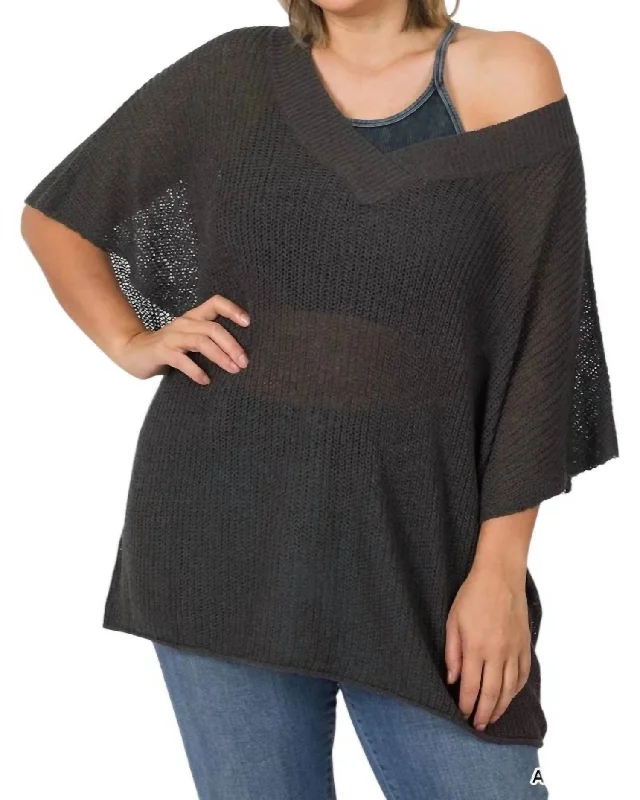 Plus Size Slouchy Sweater In Ash Grey