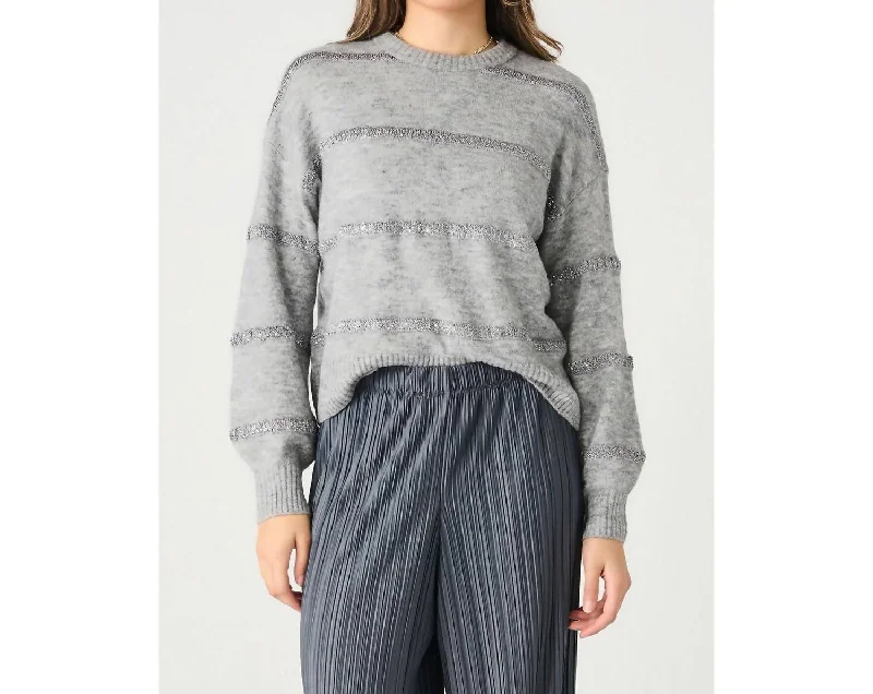 Sylvester Sequin Striped Sweater In Heather Gray