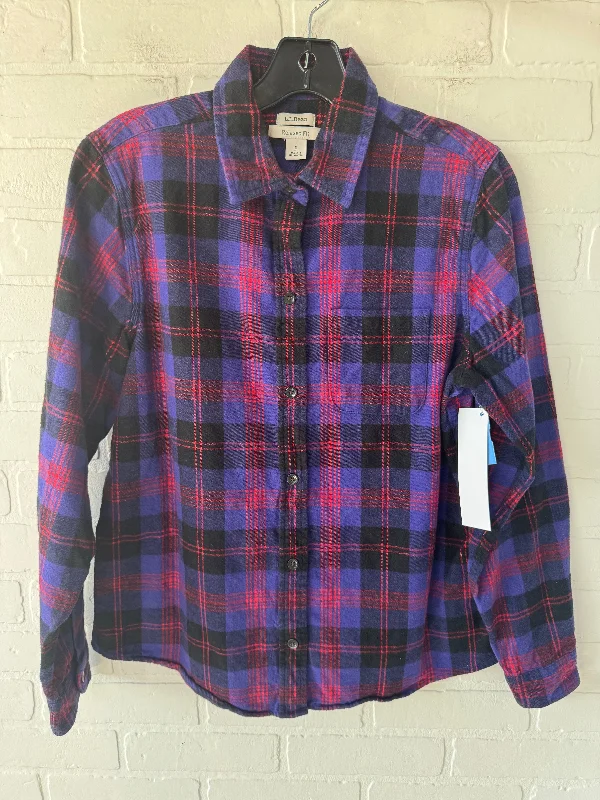 Top Long Sleeve By L.l. Bean In Black & Purple, Size: S