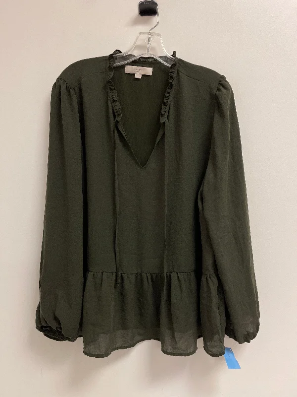 Top Long Sleeve By Loft In Green, Size: Xl