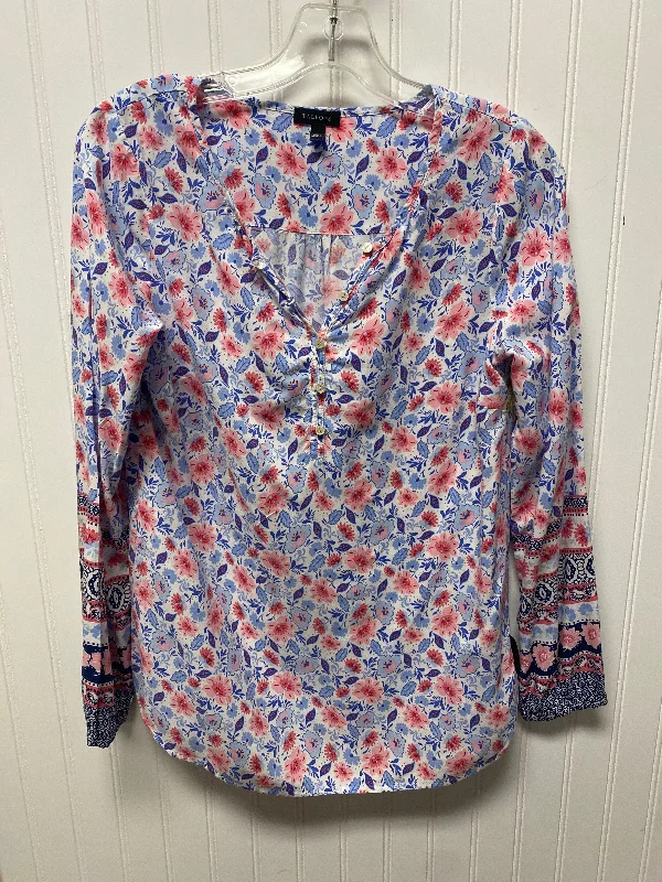 Top Long Sleeve By Talbots O In Blue White, Size: Xs