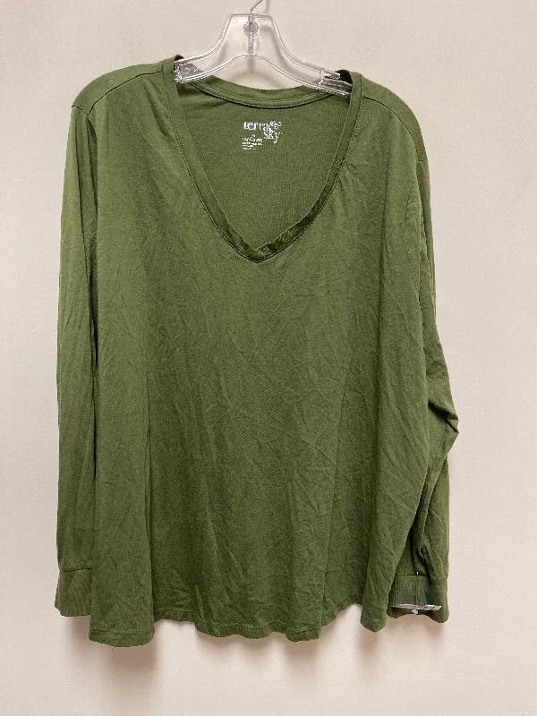 Top Long Sleeve By Terra & Sky In Green, Size: 3x