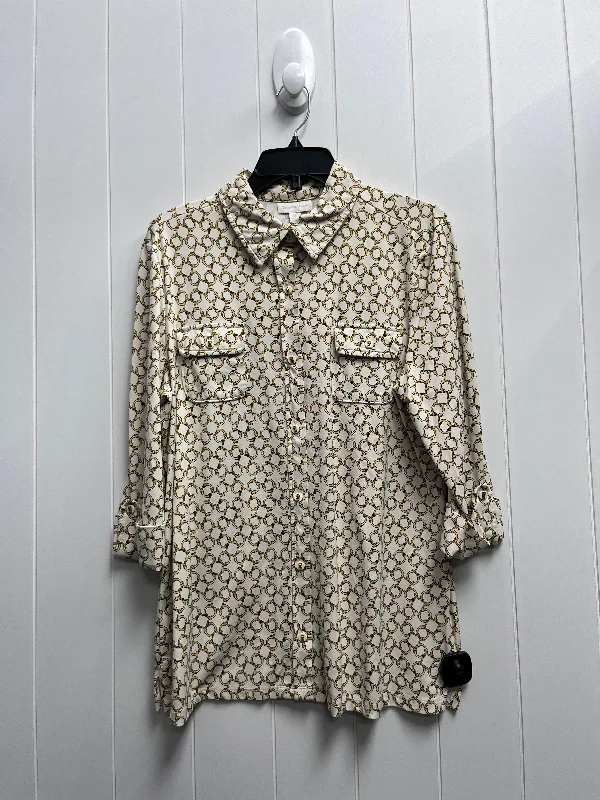 Top 3/4 Sleeve By Charter Club In Cream, Size: Xl