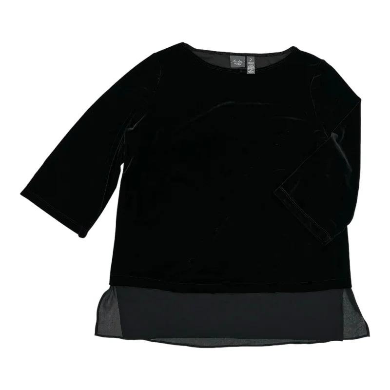 Top 3/4 Sleeve By Chicos In Black, Size:L