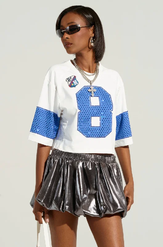 FRONT RUNNER RHINESTONE EMBELLISHED CROPPED TSHIRT