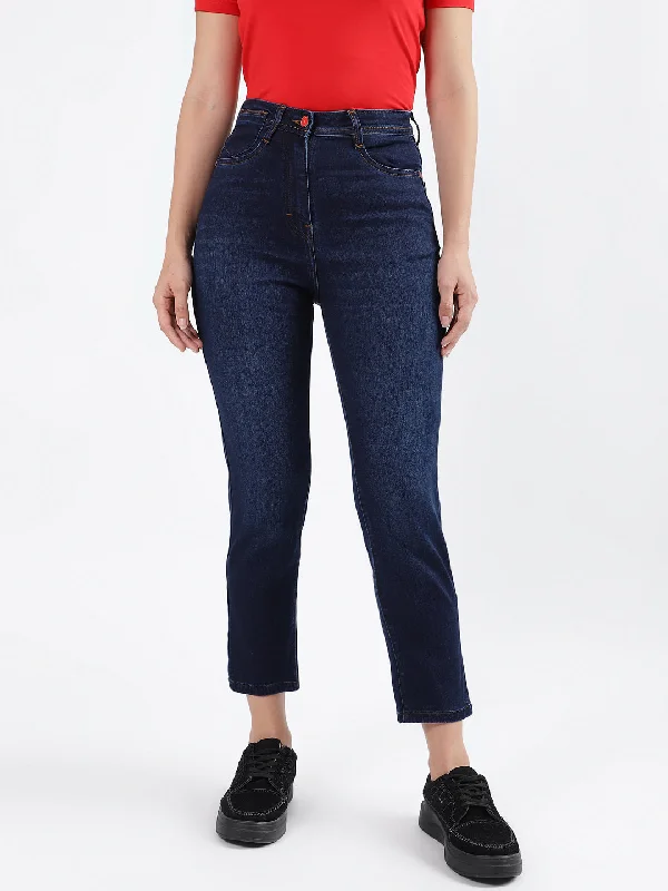 Iconic Women Blue Faded Slim Straight Fit Jeans