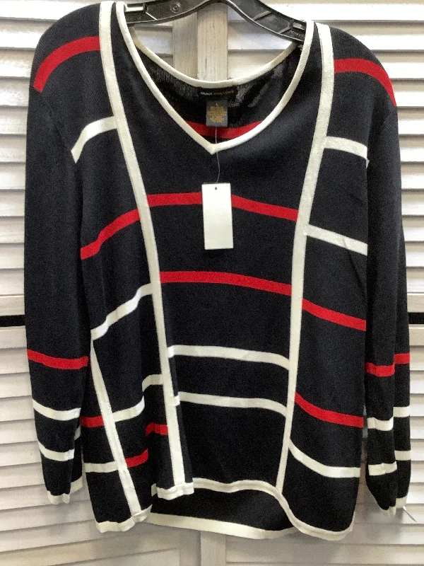 Top 3/4 Sleeve By Clothes Mentor In Black & Red, Size: L