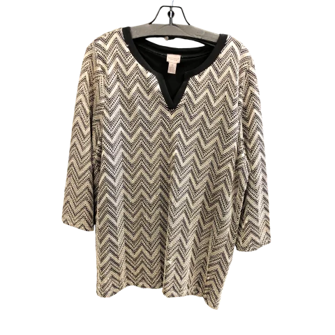 Top 3/4 Sleeve By Easywear By Chicos In Gold, Size: L