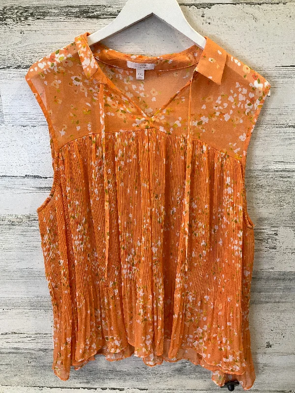 Orange Top Sleeveless Clothes Mentor, Size Xxl