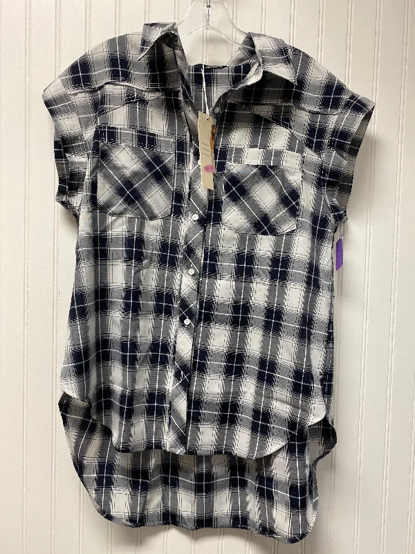 Plaid Pattern Top Sleeveless Clothes Mentor, Size M