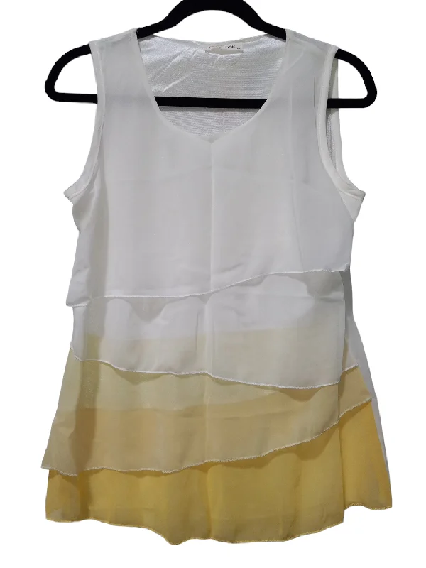 White & Yellow Blouse Sleeveless Clothes Mentor, Size Xl